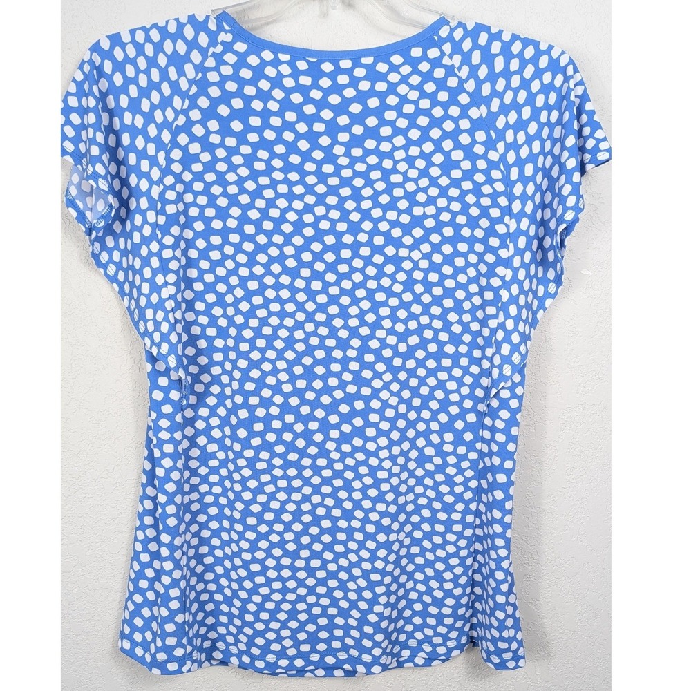 Susan Graver‎ Blue White Dot Keyhole Neck Short Sleeve Tunic Top Women's Size S - Picture 3 of 8